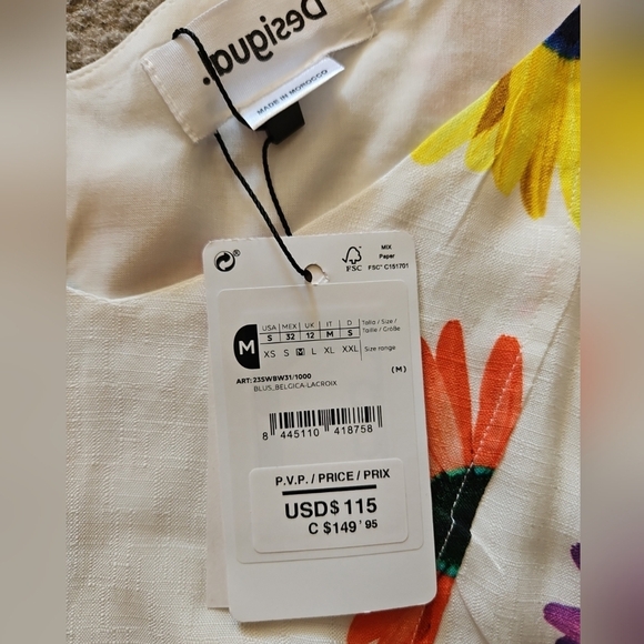 Desigual Womens Short Gathered Floral Blouse M - Picture 13 of 16